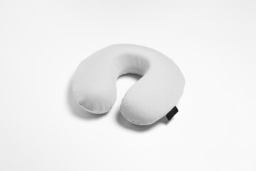 Travel white sleeping pillow or Neck Pillow isolated on white background.High resolution photo.Top...