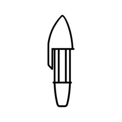 Stationery ballpoint pen for writing, isolated illustration with black outline on white background. Vector graphics