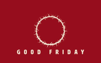 Crown of thorns symbolizing the suffering and crucifixion of Jesus Christ, on red background with Good Friday