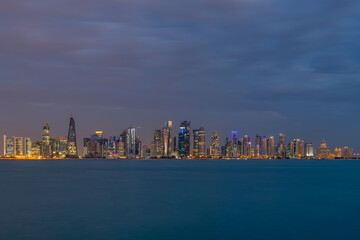Fototapeta na wymiar Doha Skyline at sunset Time