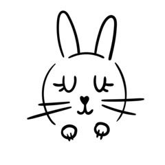 vector hand-drawn cute cartoon rabbit. print, sticker, logo, sketch, doodle. isolated on a white background. children's drawing. bunny