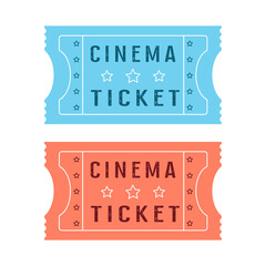 two cinema tickets isolated on white, vector illustration