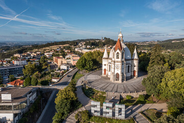 Aerial view of Igreja do Sameiro in Penafiel, Portugal.