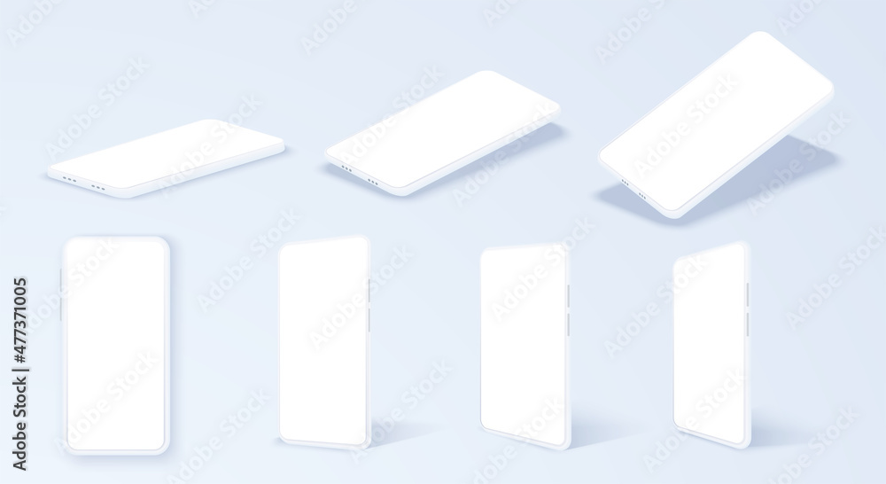Canvas Prints the white screen of the smartphone display in the rotated position on different fashionable on a whi