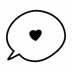 Vector hand drawn doodle speech, thought bubble, conversation cloud with heart on white background