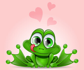 Funny in love Frog with tongue out