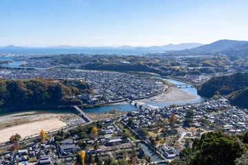 Cercles muraux Le pont Kintai [Préfecture de Yamaguchi] Le pont de Kintaikyo et la ville d& 39 Iwakuni par beau temps
