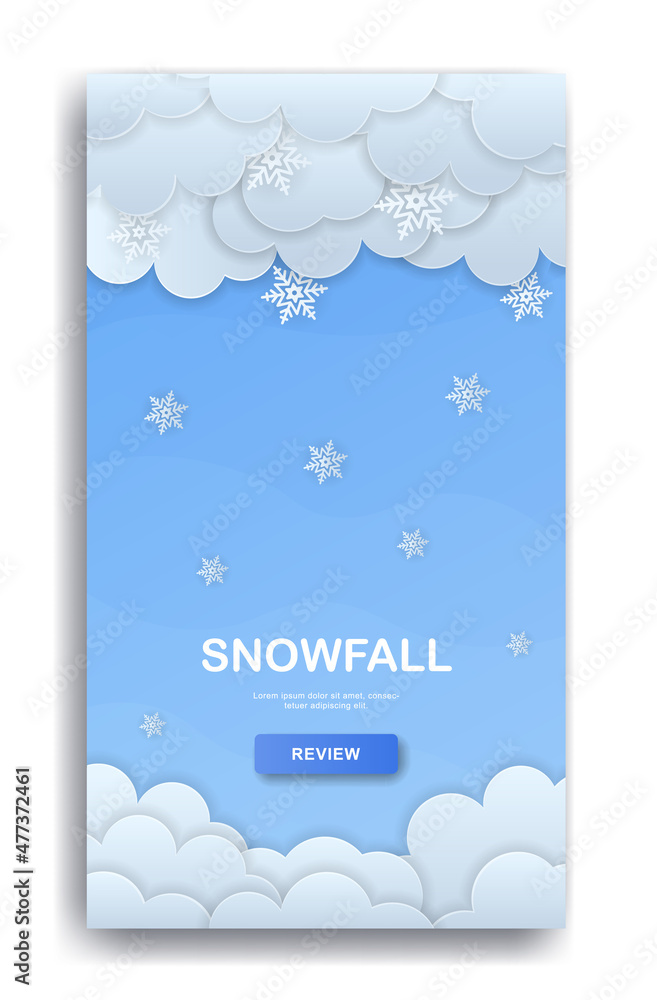 Aufkleber weather conditions concept. user interface with clouds, snow and sky. snowfall. template for mobile 