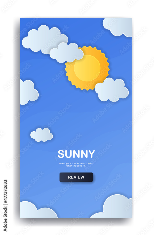 Aufkleber weather conditions concept. sunny warm day. vertical template for weather forecast application. user