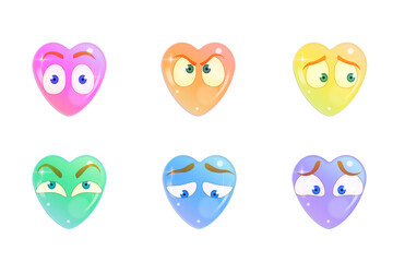 face emotion facial expressions set vector heart small pupil
