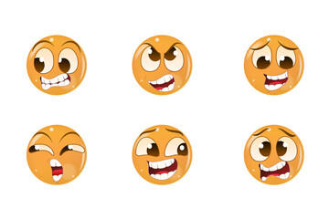 face emoji facial expressions set vector happy angry sad