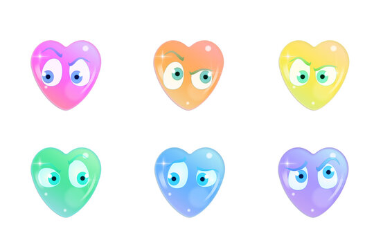 face emotion facial expressions set vector heart