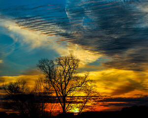 sunset over the river