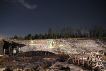 landscape with snow and lights, Edmonton Valley Zoo, Edmonton, Alberta