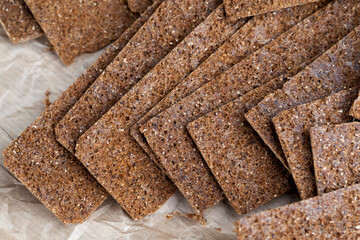 thin and crispy bread close up