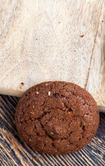 chocolate cookies on a wooden table
