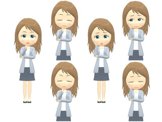 [Worry A] Caucasian Woman cardigan wavy hair front