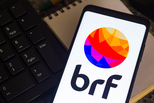 December 28, 2021, Brazil. In this photo illustration the BRF logo displayed on a smartphone.