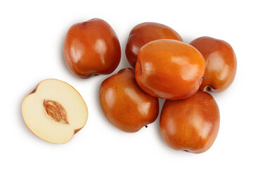 jujube or chinese date isolated on white background with clipping path. Top view. Flat lay