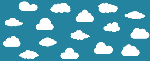 Clouds set isolated on background. Collection of clouds for web site, poster, placard and wallpaper. Creative modern concept. Clouds vector illustration