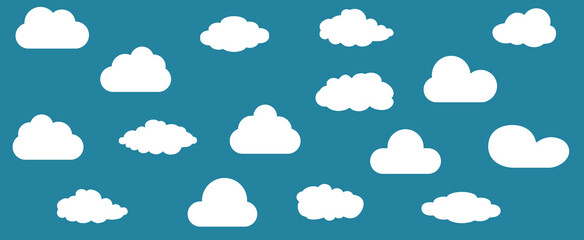 Clouds set isolated on background. Collection of clouds for web site, poster, placard and wallpaper. Creative modern concept. Clouds vector illustration