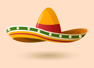 Realistic sombrero on pink background
