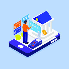 Mobile banking isometric