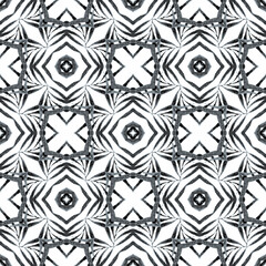 Watercolor summer ethnic border pattern. Black