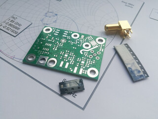 RF PCB filters and impedance matching Smith chart - obrazy, fototapety, plakaty