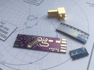 RF PCB filters and impedance matching Smith chart - obrazy, fototapety, plakaty