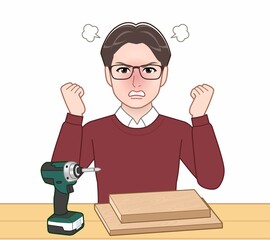 赤いセーターを着たお父さん