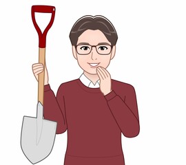 赤いセーターを着たお父さん