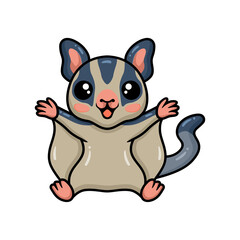 Cute little sugar glider cartoon posing