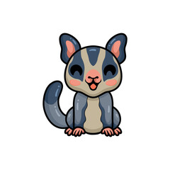 Cute little sugar glider cartoon sitting