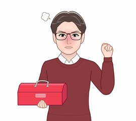 赤いセーターを着たお父さん