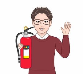 赤いセーターを着たお父さん