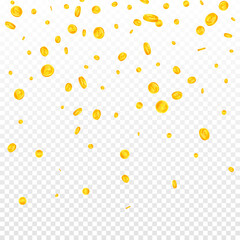 Indian rupee coins falling. Extra scattered INR coins. India money. Great jackpot, wealth or success concept. Vector illustration.