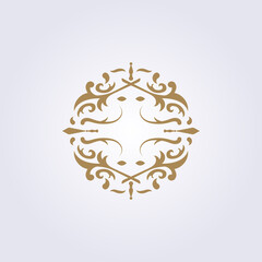 golden element ornament circle emblem badge abstract flower pattern symbol illustration vector design