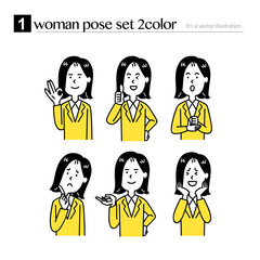 女性上半身のポーズセット