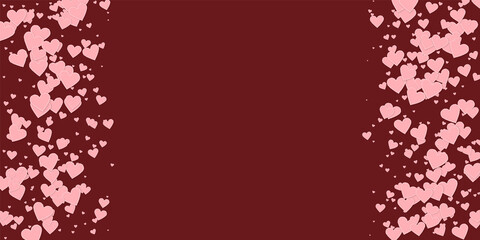 Pink heart love confettis. Valentine's day border