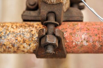 Close-up of Fixed Screw on Scaffold