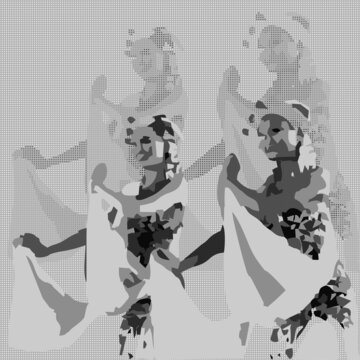 Gambyong dance image with dots background 1