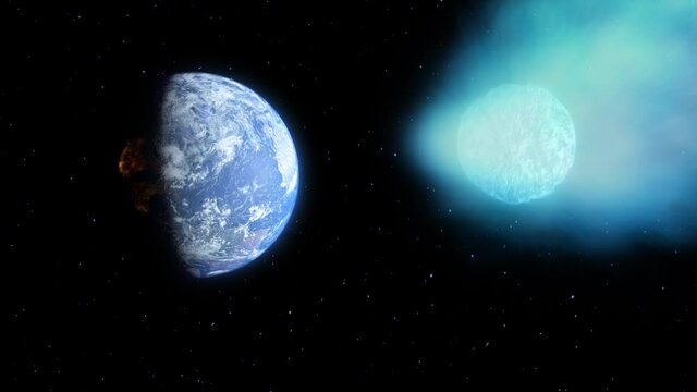 Asteroid, comet, meteorite glows, Collision with the planet Earth