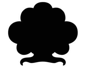 Bush with roots, small plant - vector silhouette illustration for sign or logo. Shrub - botanical pictogram or icon