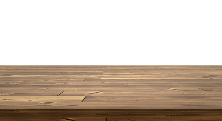 Wooden table top on white background.3d render
