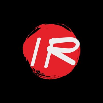 IR initial circle brush logo letter in simple design