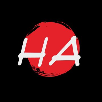 HA initial circle brush logo letter in simple design