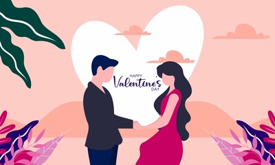 Obraz na płótnie Canvas Flat design valentine's day background with couple illustration