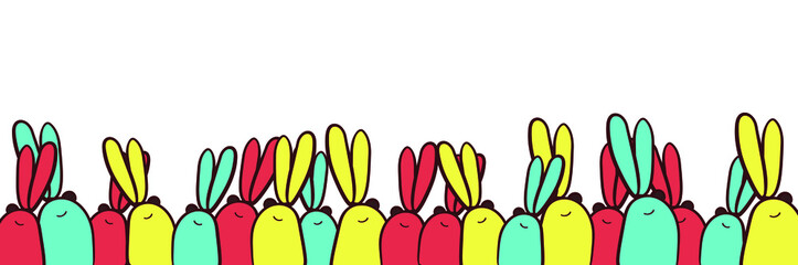Easter bunnies on a transparent background. Any background color.