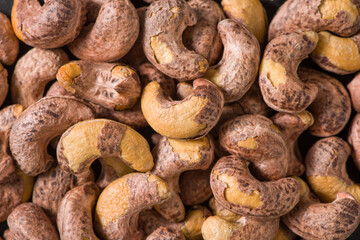 close up of cashew nuts  background.
